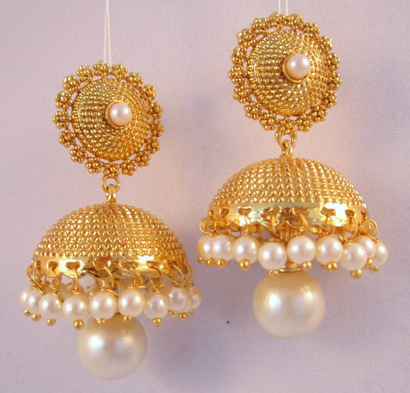 Buy EARRINGS JHUMKA CHANDELIER GOLD PLATED PEARL DROPS Online