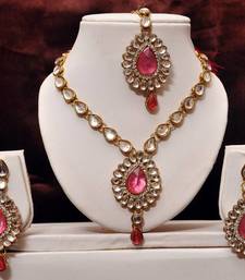Buy Pink Kundan Necklace Set necklace-set online 