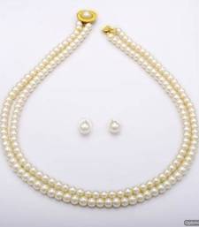 Buy SIMPLE & SOBER DOUBLE STRING SHELL PEARLS SET FROM HYDERABAD - PCN1012 necklace-set online 