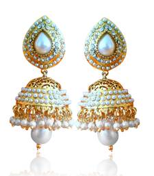 Buy Ethnic Pearl Jhumka Earrings with White Stones by ADIVA ABSAT0CB0102 TDS 12 jhumka online 