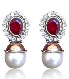 Buy Elegant Red stone with Pearl Earring By Adiva V74M DDS 13 stud online 