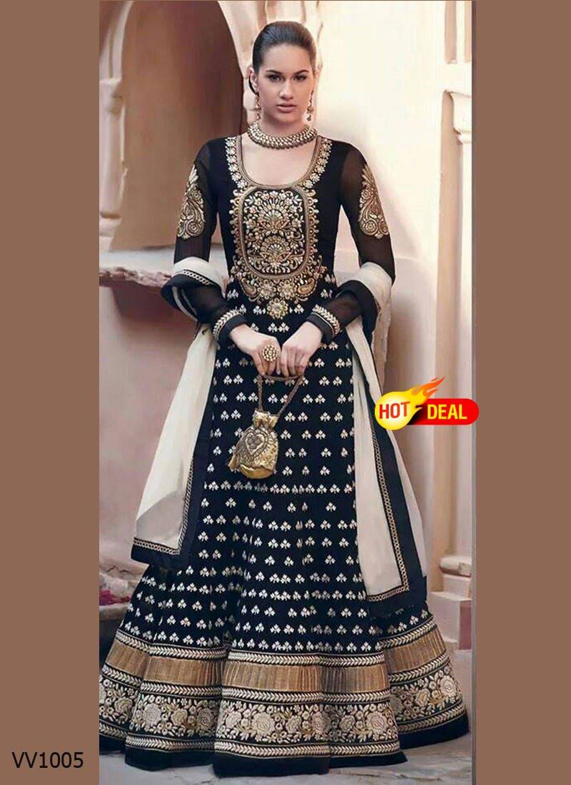 buy black embroidered georgette semi stitched salwar with dupatta buy black embroidered georgette semi stitched salwar with dupatta