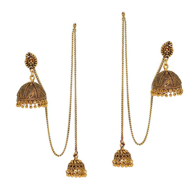 Buy Traditio0l Oxidised Gold Plated Kashmiri Jhumka Earrings for Girl