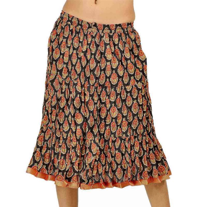 Buy Ethnic Black and Red Pretty Cotton Short Skirt Online