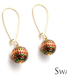 Buy Mughal Pattern Enamelwork bead Earrings Earring online