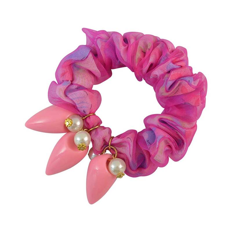 Buy Printed Pink Fabric Hair Rubber Band for Women Online