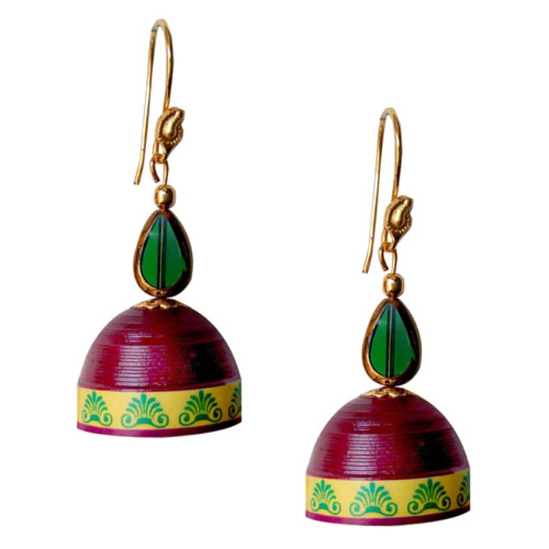 Buy Maroon Quilled Jhumkas Online