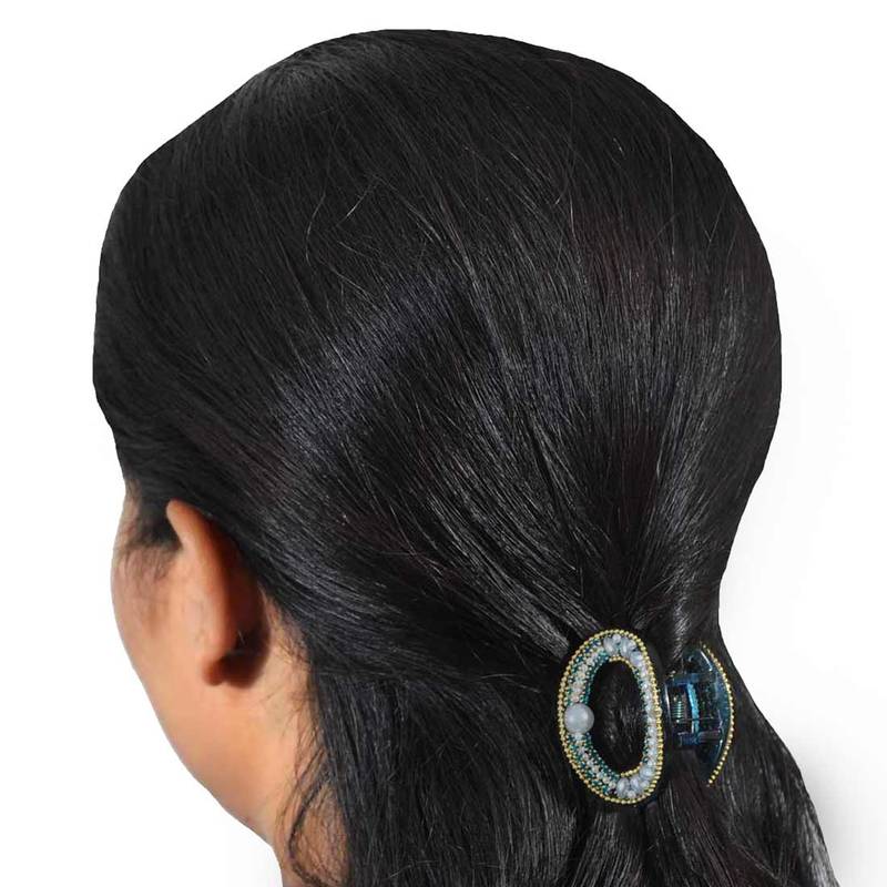 Buy Blue White Designer Hair Clutcher Online