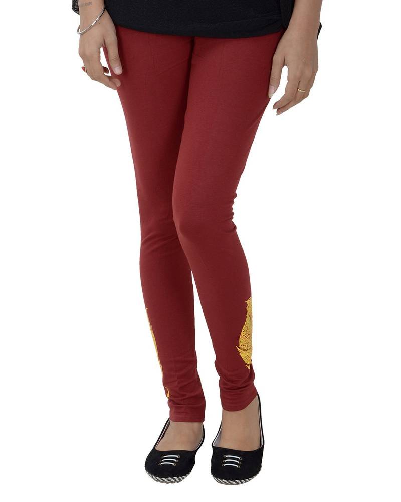 Buy Maroon color Printed Leggings Online